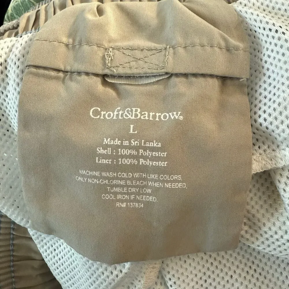 Croft & Barrow Swimsuit, Tropical Bathing Suit Swim Shorts Blue White Mens Large